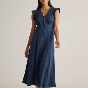 Quince Vintage Wash Tencel Button Front MIDI Dress
